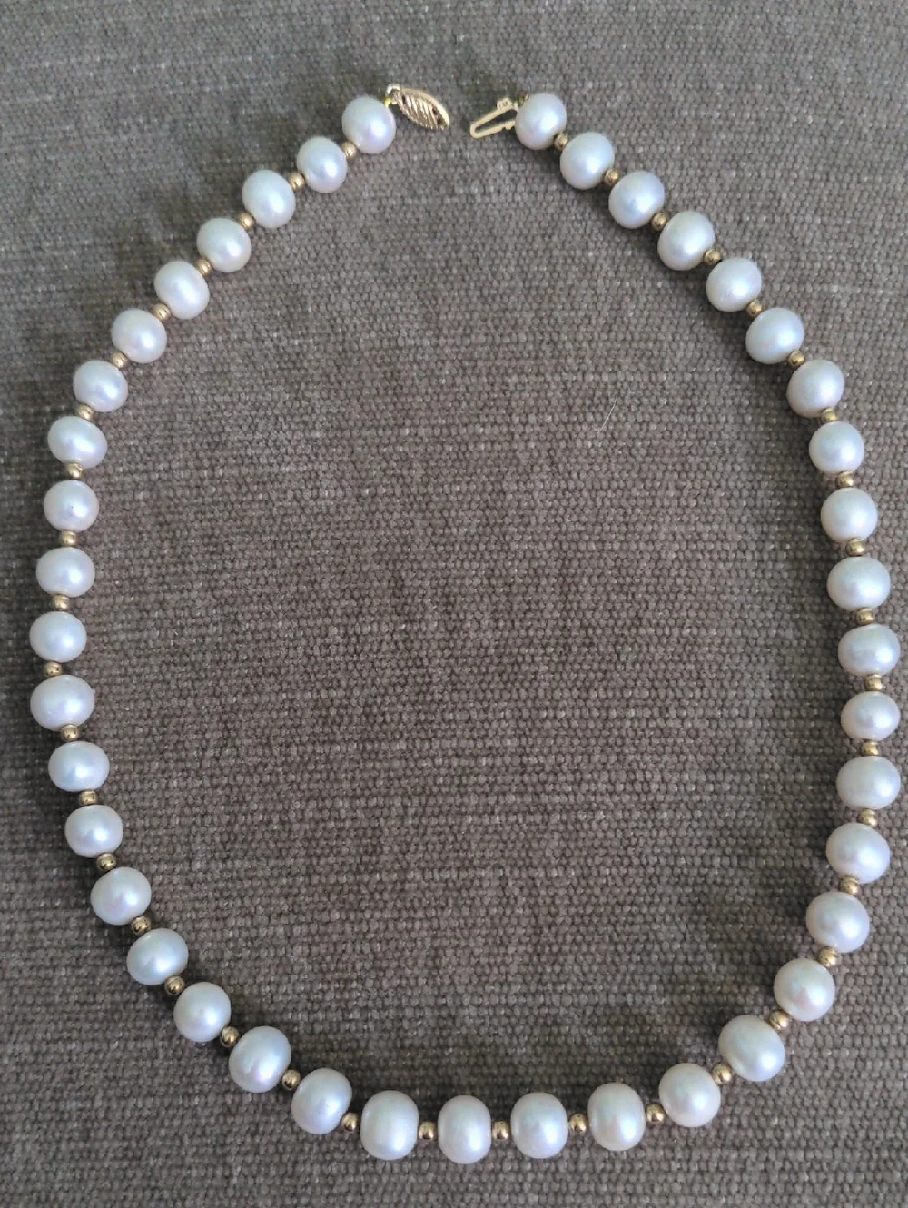 New 14k White Pearl Necklace &  Gold Bead Necklace 8 1/2  Mm, 18